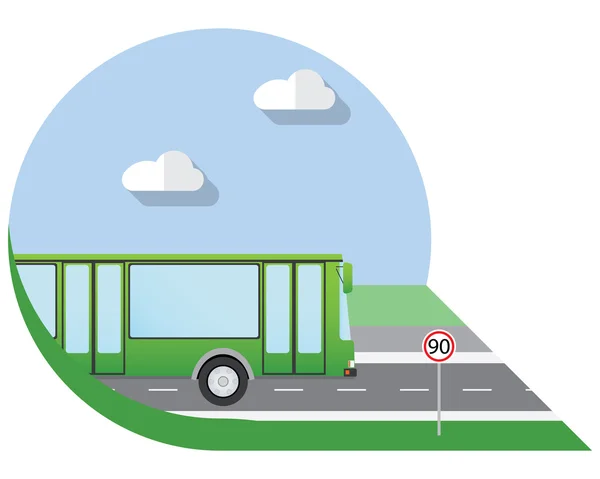 Diseño plano vector ilustración ciudad Transporte, autobús urbano, vista lateral icono — Vector de stock