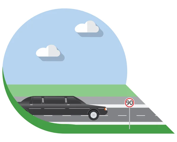 Flat design vector illustration city Transportation, limousine, side view icon — Stockvector