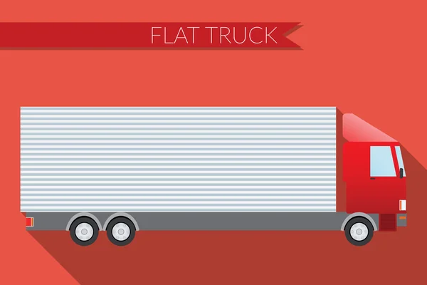 Flaches Design Vektor Illustration Stadtverkehr, LKW für den Transport von Fracht, Seitenansicht — Stockvektor