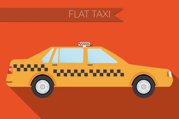 Illustration vectorielle design plat ville Transport, taxi urbain, vue latérale — Image vectorielle