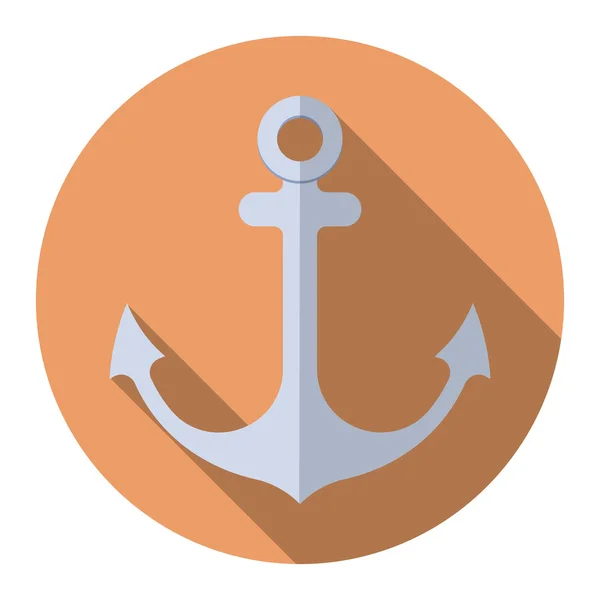 Flat design modern vector illustration of anchor icon with long shadow, isolated — 图库矢量图片