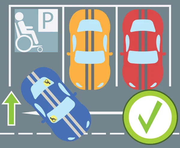 Design plano moderno ilustração vetorial de estacionamento uma instrução de carro — Vetor de Stock