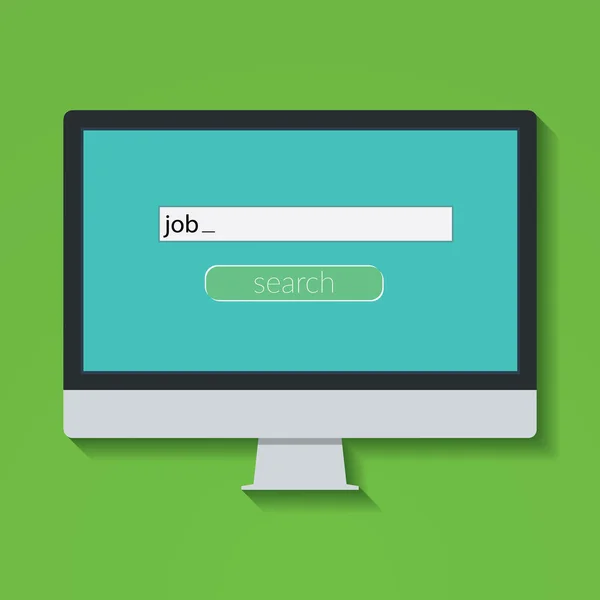 Flat design vector illustration concept for online job Search on computer — ストックベクタ