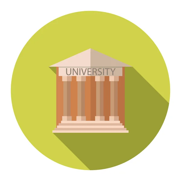 Conceito de ilustração vetorial de estilo de design plano para ícone de educação de construção universitária com sombra longa —  Vetores de Stock