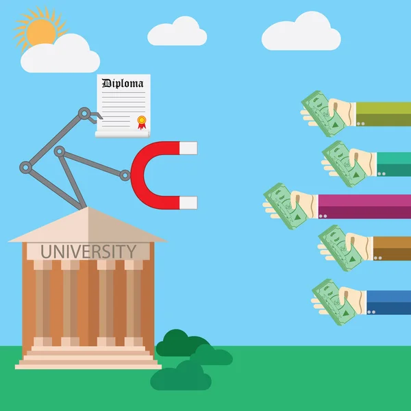 Diseño plano vector ilustración concepto para los procesos de educación de pago — Archivo Imágenes Vectoriales