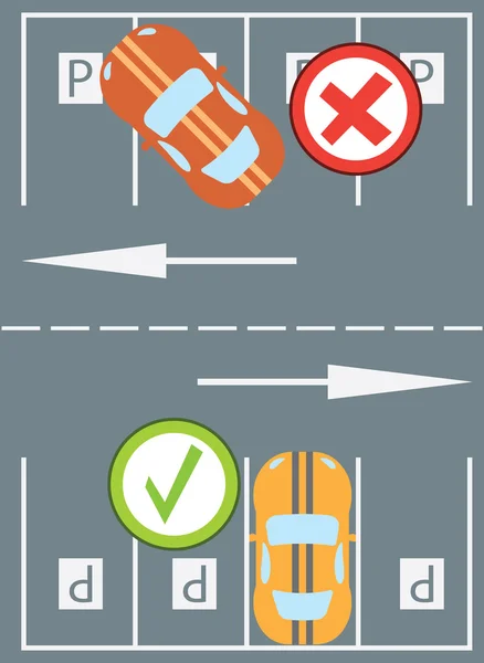 Flat design modern vector illustration of parking a car instruction — Διανυσματικό Αρχείο