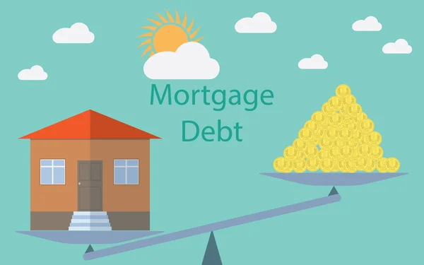 Flat design modern vector illustration concept for investment in real estate, house debt — Stock Vector