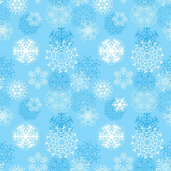 Ilustración vectorial copos de nieve patrón sin costura, varios diseños simétricos cristales de nieve, hecho forom elementos dibujados a mano — Archivo Imágenes Vectoriales