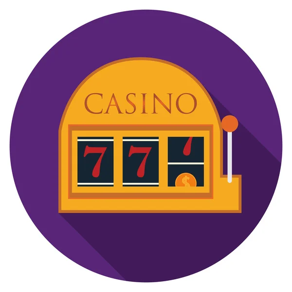 Flat design vector slot machine icon with long shadow, isolated — ストックベクタ