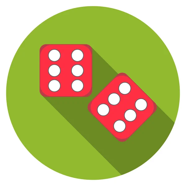 Flat design vector dice icon with long shadow, isolated — 스톡 벡터