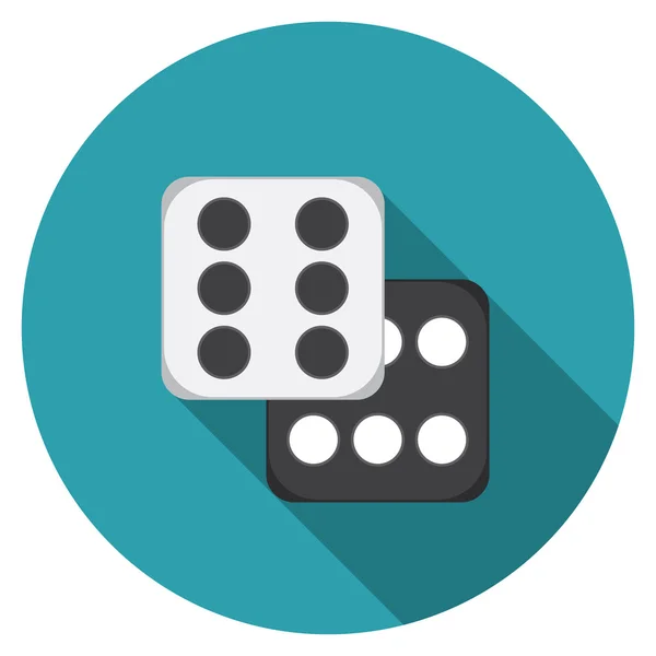 Flat design vector dice icon with long shadow, isolated — Διανυσματικό Αρχείο