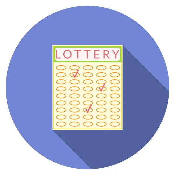 Design piatto icona della lotteria vettoriale con lunga ombra, isolato — Vettoriale Stock