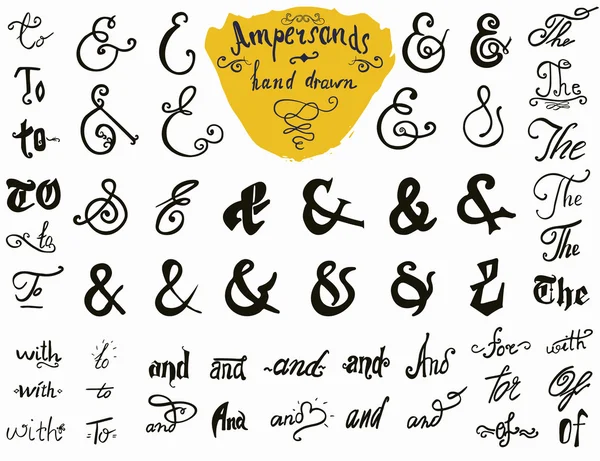 Ampersands and Catchwords hand drawed set for Benchmark and Label Designs. Коллекция символов "Рука винтажного стиля" на белом фоне . — стоковый вектор