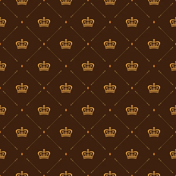 Royal wallpaper seamless pattern with crown and decorative elements. Luxury background — Stockvector