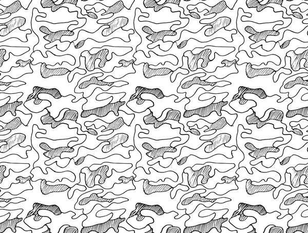 Hand drawn abstract camouflage khaki seamless pattern, vector illustration — 스톡 벡터