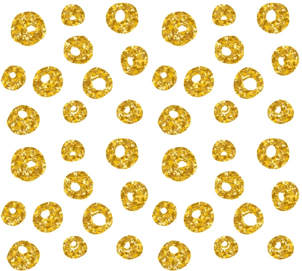 Ручной рисунок гладкий золотой блеск узора. круги и точки без швов, векторная иллюстрация — стоковый вектор