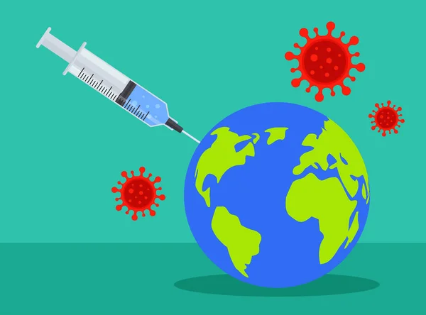 Που Εγχύεται Σύριγγα Εμβολίου Σώσε Τον Κόσμο Από Τον Κορωνοϊό — Διανυσματικό Αρχείο