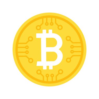 Bitcoin ya da BTC sembolü. Sanal para ya da kripto tabanlı yaratıcı teknoloji konsepti. Basit moda sevimli logo vektör çizimi. Modern düz stil grafik tasarım simgesi.