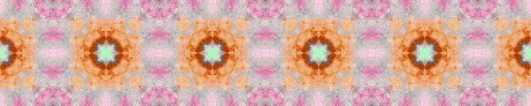 Boho Texturer. Traditionell bakgrund. Orange, grön och rosa textiltryck. Regnbåge Naturlig Etnisk Illustration. Sömlösa Boho Texturer. — Stockfoto