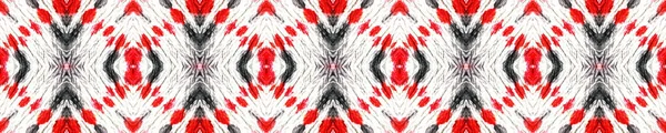 Indian Native American Pattern. Seamless Tie Dye Rapport. Ikat Asian Design. Abstract Kaleidoscope Print. Red, Black, White Seamless Texture. Indian Traditional Americal Pattern.