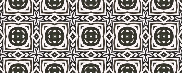 Modello tribale di Boho. Motivo astratto del caleidoscopio. Texture monocromatica in bianco e nero. Ornamento di tintura senza cuciture. Ikat Russia Motif. Modello etnico tribale Boho. — Foto Stock