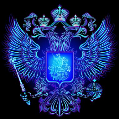 Neon emblem of the Russian Federation.