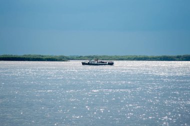 Nehir teknesinin uzaklığında süzülüyordu.