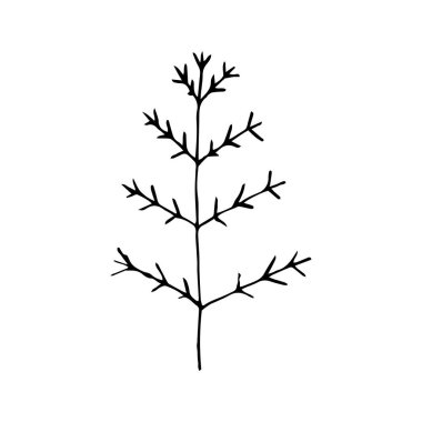 Stock Vector Illustration with Sketch Hand Drawn Doodle Karikatür Noel Ağacı. Mutlu Noeller ve yeni yıl tasarımı için Noel ağacı ya da sonbahar ağacı.