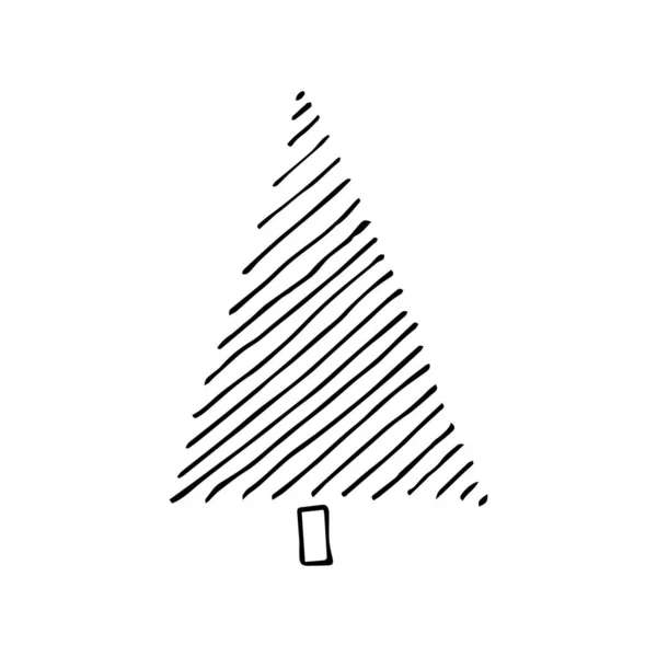 用草图勾画出库存向量图解手绘涂鸦卡通条纹线树 圣诞树或秋天的圣诞树为圣诞快乐和新年快乐设计 — 图库矢量图片