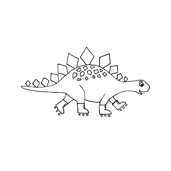 Şirin Komik Bir Karikatür Dinozor Çizimi Olan Vektör Çizimi Çocukların — Stok Vektör