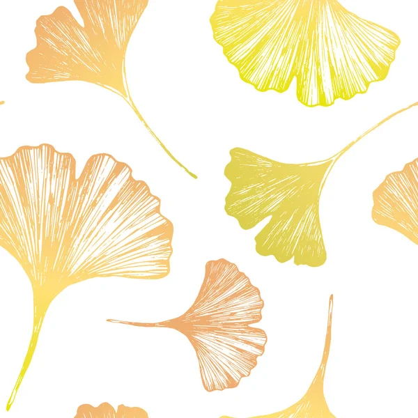 Patrón Vectorial Sin Costura Floral Con Hojas Ginkgo Biloba Japonesas — Vector de stock