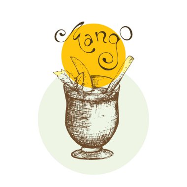 Ağaçta sarı mangolu meyveler olan vektörsüz desen. El yapımı Tayland mangosu ve mavi yapraklar. Tekstil çantası, gömlek, duvar kağıdı ve kumaş, masa örtüsü ve mutfak tasarımı için.