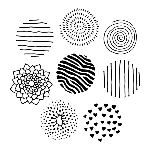 Set Abstract Textures Hand Drawn Texture Circle Vector — Stock Vector