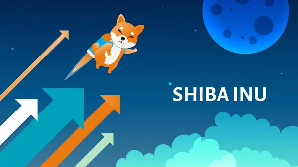 Conceito Ilustração Vetorial Shiba Inu Criptomoeda Tendência Alta Shib Cão —  Vetores de Stock
