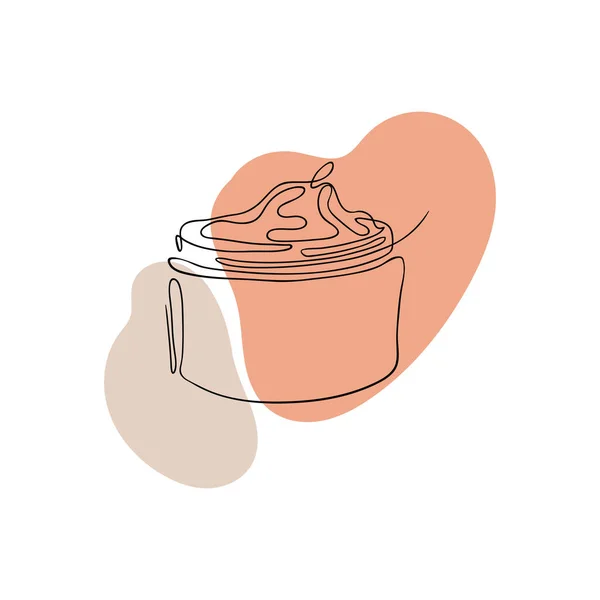 Ilustración Vectorial Frasco Con Crema Facial Corporal Dibujada Por Líneas — Vector de stock