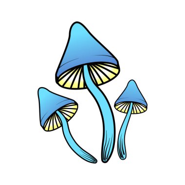 Cadılar Bayramı için parlayan mantar mantarlarının temsili. Bayram için mantar mantar mantarı süslemesi ve davetiyeler