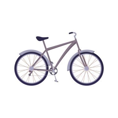 Bisiklet çizgi film tarzında sürüyor. Bisiklet, şehir ulaşımı ve spor illüstrasyonları