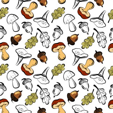 Sonbahar temasındaki elementlerin renksiz deseni.