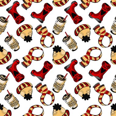 Sonbahar temasındaki elementlerin renksiz deseni.