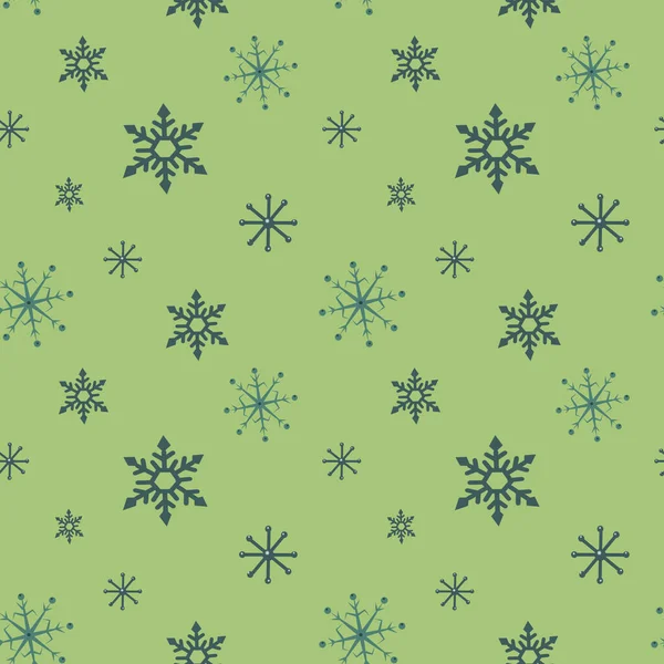 Colorful Christmas Seamless Pattern Snowflakes Green Background — Stock Photo, Image