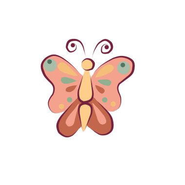 Renkli bir kelebeğin renkli klip sanatı