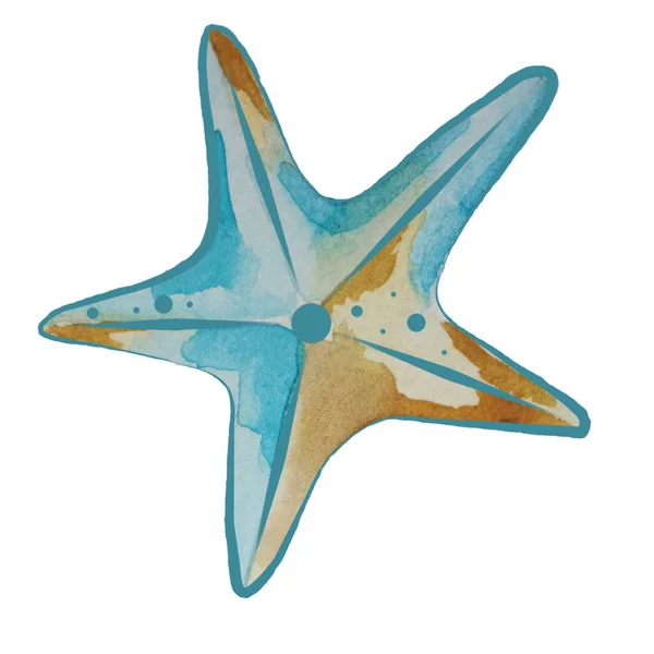 Watercolor Color Clipart Starfish — Stock Photo, Image