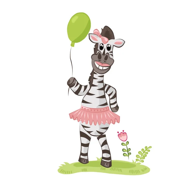 Composição Colorida Menina Zebra Balão — Fotografia de Stock