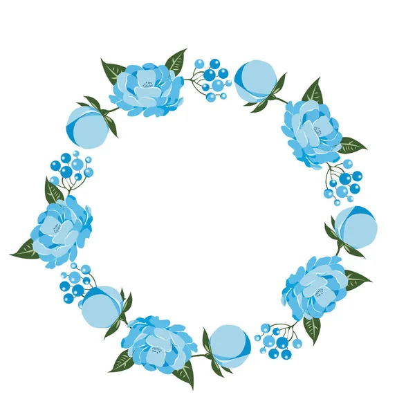 Een Gekleurde Krans Van Blauwe Bloemen Een Witte Achtergrond — Stockfoto