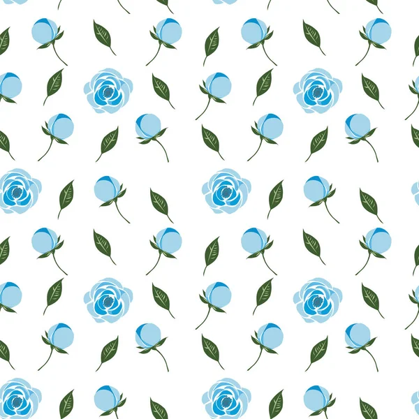 Farbe Nahtlose Muster Blauer Blumen Auf Weißem Hintergrund — Stockfoto
