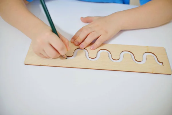 Inserte Plantillas Para Preparar Las Manos Del Niño Edad Preescolar — Foto de Stock