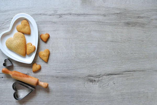 Diy Haciendo Pan Jengibre Por Niño Para Día San Valentín — Foto de Stock