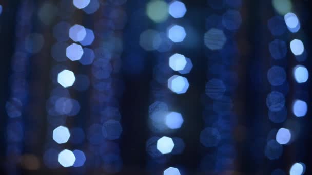 Flashing Blue Glitter Lights Defocused Light Reflections Loopable Bokeh Background — Stock Video