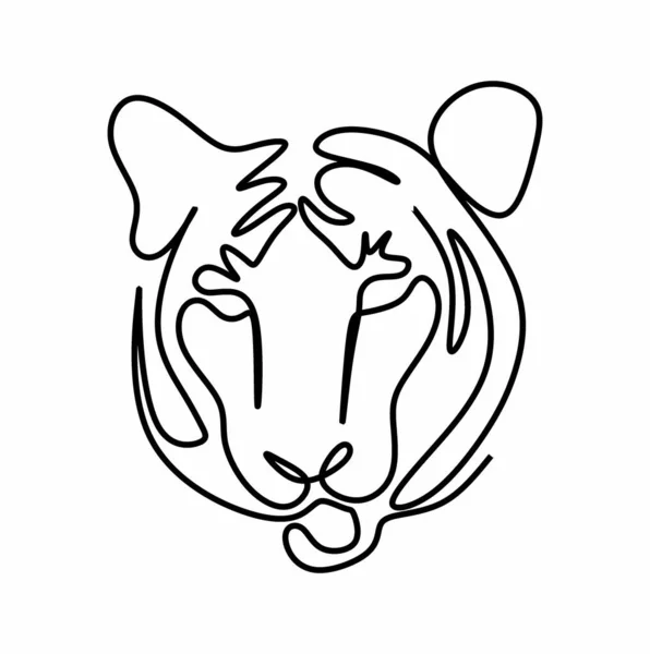 Kontinuierliche Lineare Zeichnung Des Tiger Symbols Für Neonbeleuchtung Für Plakate — Stockfoto
