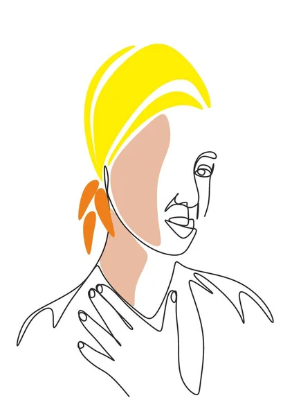 Signora Col Cappello Disegnata Una Sola Riga Servizi Spa Salone — Foto Stock